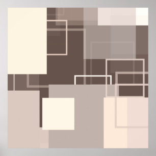 Geometriska kvadrater - Choklad och Cream Poster