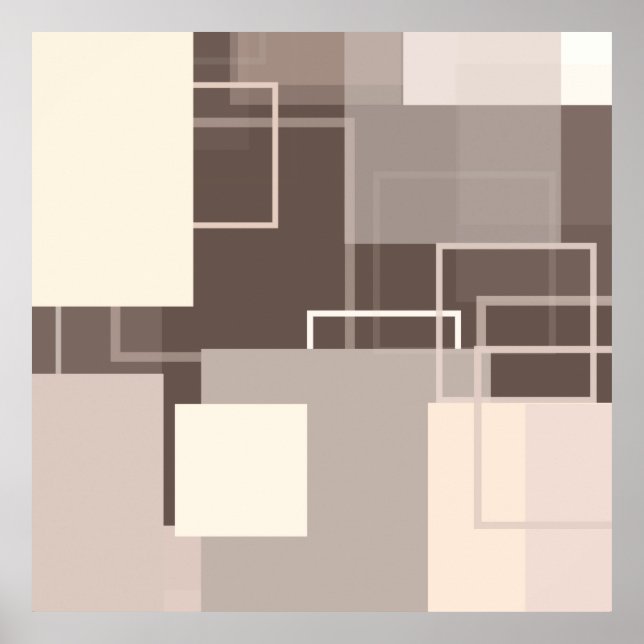 Geometriska kvadrater - Choklad och Cream Poster (Framsidan)