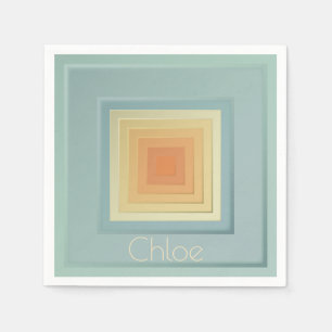 Geometriska kvadrater i klass (ljusblå & gult) pappersservett