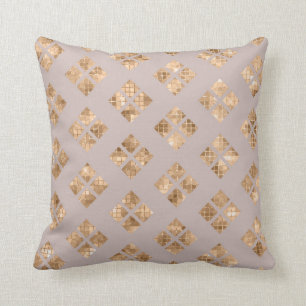 Geometriska kvadrater med modern Chic Taupe Guld S Kudde
