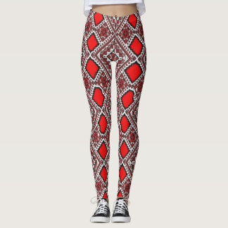 geometriska leggings, rutigt mönster, röda blåa le leggings