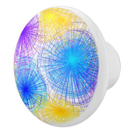 Geometriska lila gula blå spiraler knopp