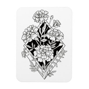 Geometriska Mariguldblommor Magnet