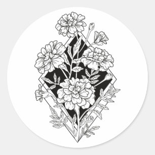 Geometriska Mariguldblommor Runt Klistermärke