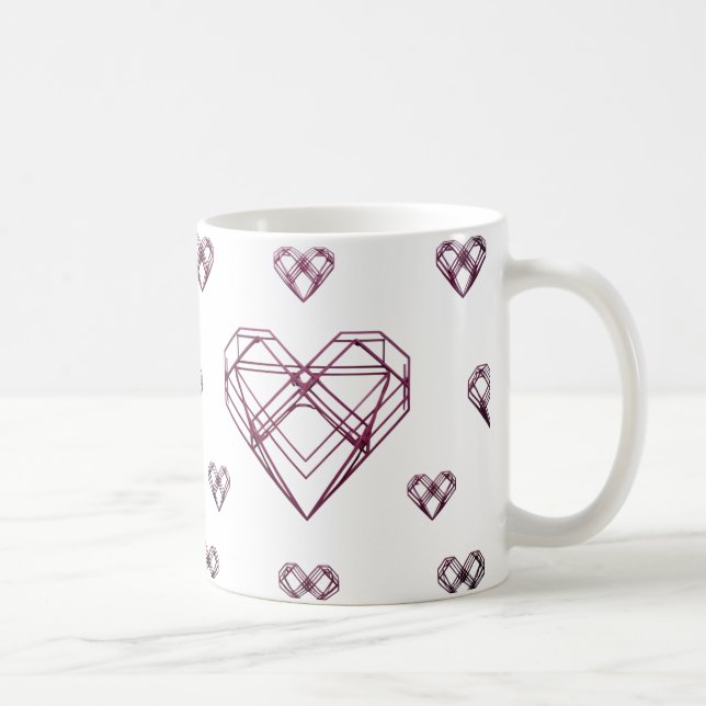 Geometriska minimala hjärtikoner - moderna konstnä kaffemugg (Höger)