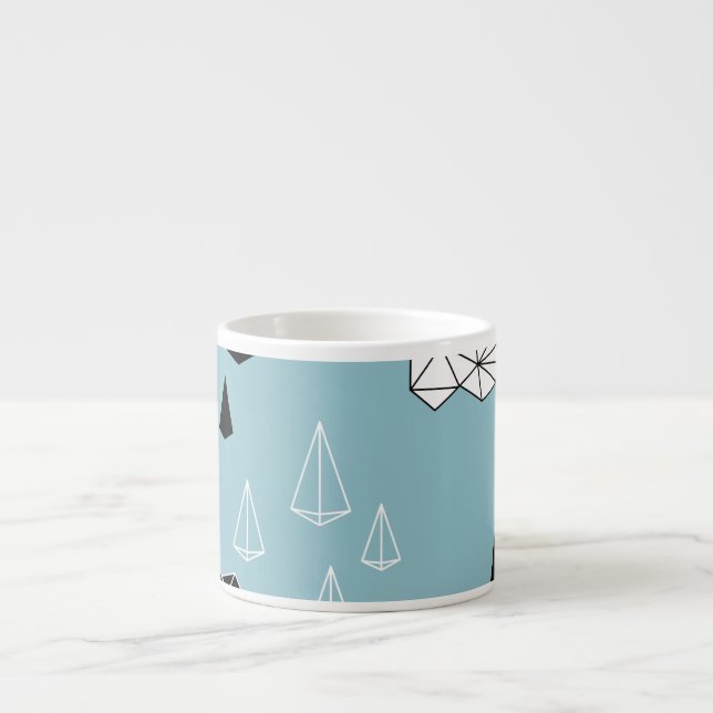 Geometriska moln och regn, sömlös mönster. espressomugg (Framsidan)