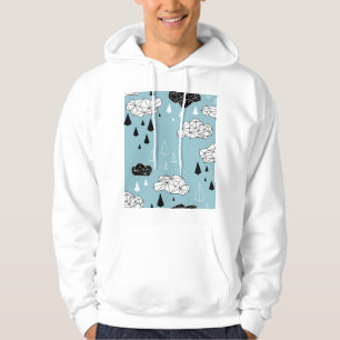 Geometriska moln och regn, sömlös mönster. hoodie