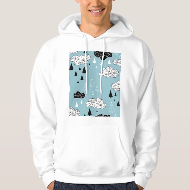 Geometriska moln och regn, sömlös mönster. hoodie (Framsida)
