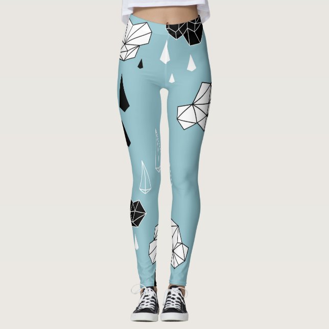 Geometriska moln och regn, sömlös mönster. leggings (Framsida)