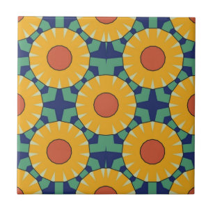 Geometriska Mönster-Orangar på Grönt och blått Kakelplatta