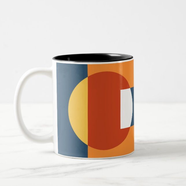 Geometriska överlappande former - Retro stil Två-Tonad Mugg (Vänster)