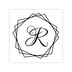 Geometriska pentagoner Ram, initialt monogm 168 Självfärgande Stämpel