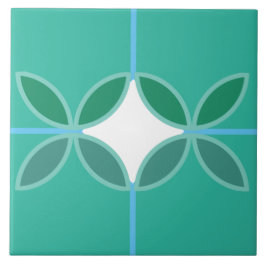 Geometriska petalcirklar och diamant kor på cyan kakelplatta