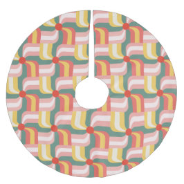 Geometriska Pinhjul med färgstark Abstrakt Julgransmatta Borstad Polyester