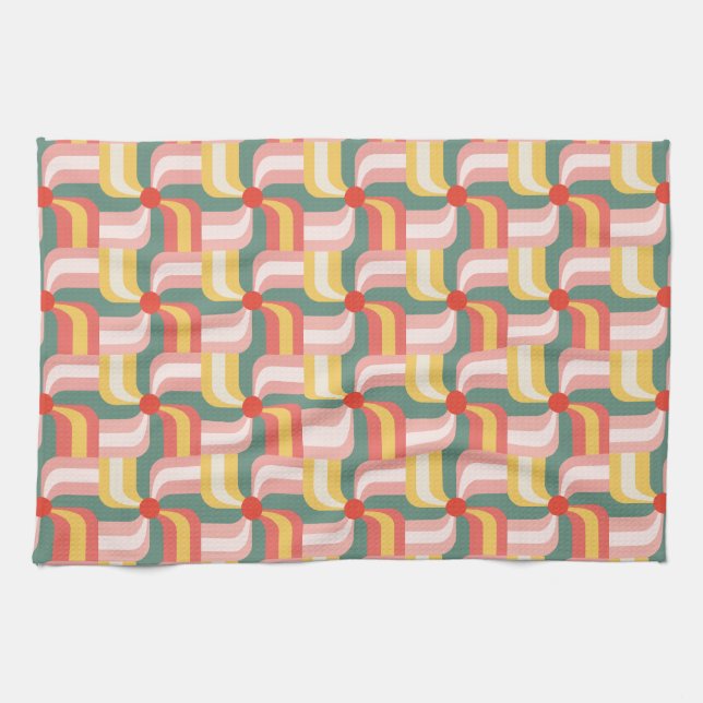 Geometriska Pinhjul med färgstark Abstrakt Kökshandduk (Horisontell)