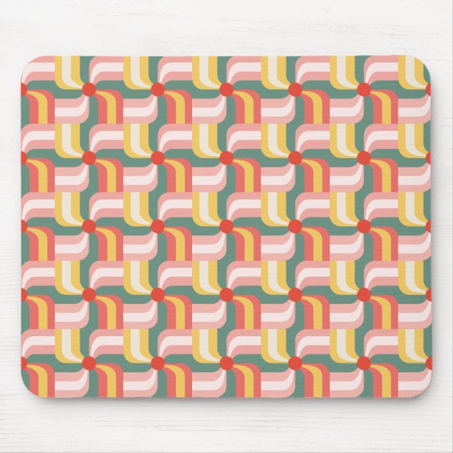 Geometriska Pinhjul med färgstark Abstrakt Musmatta (Framsidan)