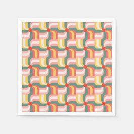 Geometriska Pinhjul med färgstark Abstrakt Pappersservett