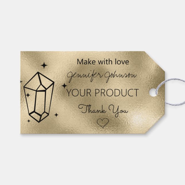 Geometriska presentgiftsetiketter i guld folie presentetikett (Framsidan (Horisontell))