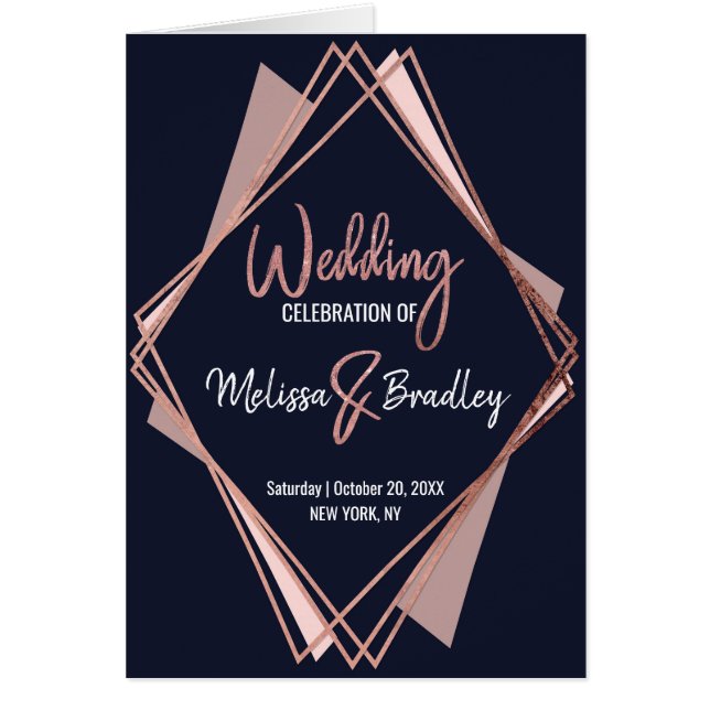 Geometriska program för blått Mauve i Ro Guld Hälsningskort (Framsidan)