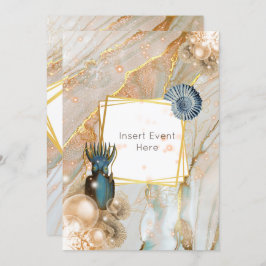 Geometriska ram i guld inbjudningar