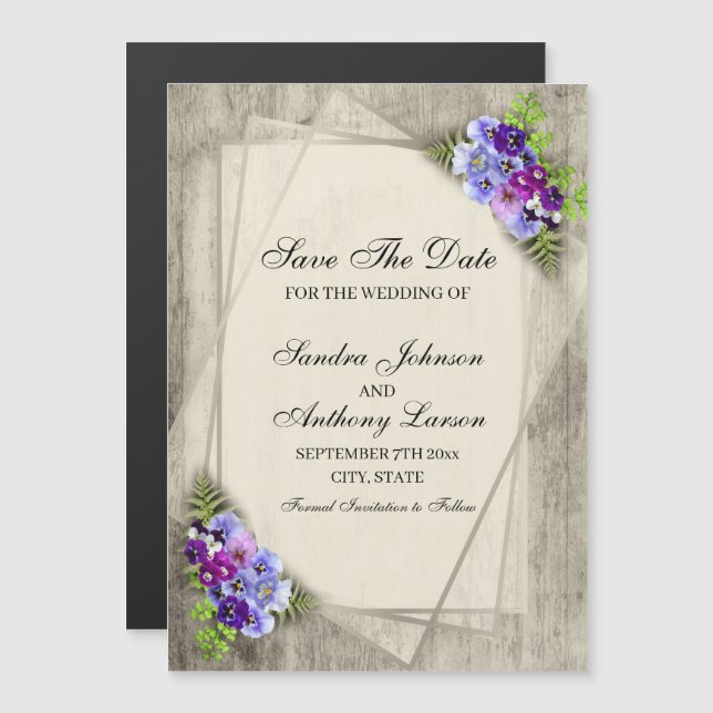 Geometriska rasterpaneler sparar datumet magnetisk inbjudningskort (Fram/baksida)