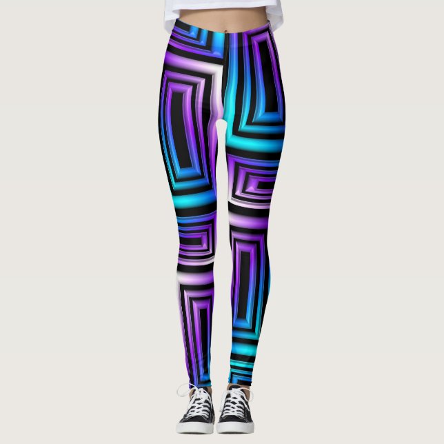 geometriska rektanglar, bensin leggings (Framsida)