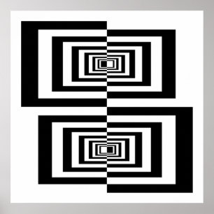Geometriska rektanglar med modern svart och vit Ab Poster