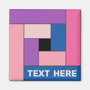 Geometriska rektanglar (över 1) med valfri text magnet
