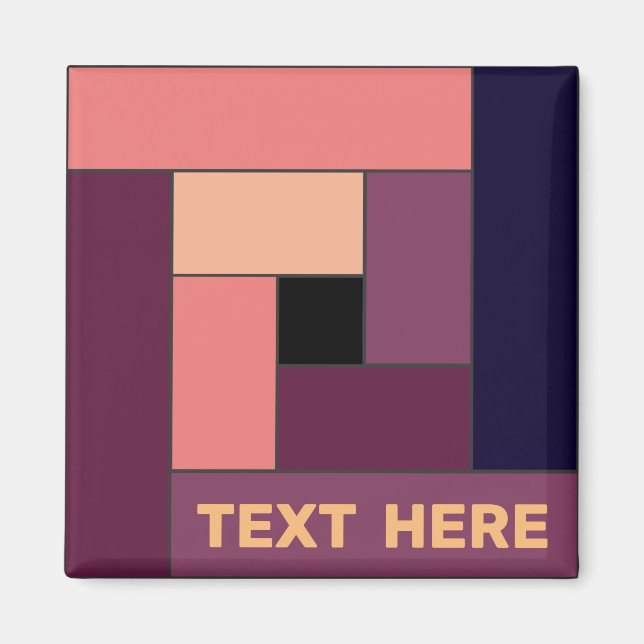 Geometriska rektanglar (ver5) med valfritt textmag magnet (Framsidan)