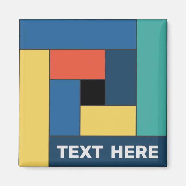 Geometriska rektanglar (ver7) med valfritt textmag magnet (Framsidan)