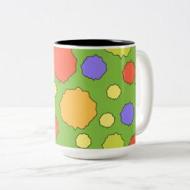 Geometriska retro färgglada prickar Två-Tonad mugg