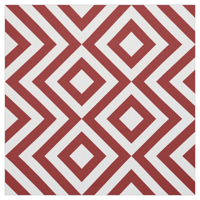 Geometriska röda och vitsicksackar och diamanter tyg (Provkarta)