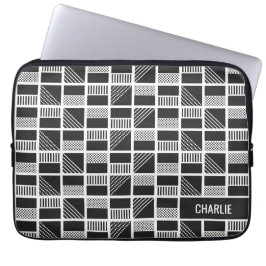 Geometriska rutor anpassade monogram laptopslädor laptop sleeve