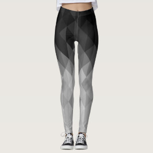 Geometriska rutor för gråskaletriangeln mönster leggings