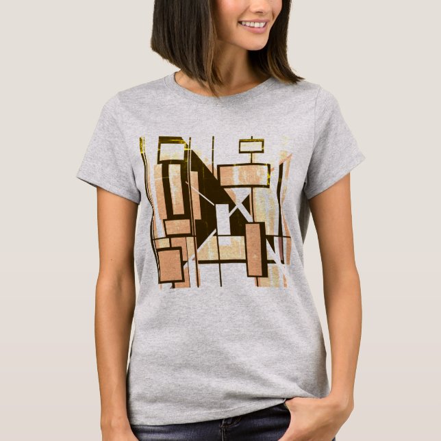 Geometriska rutor för öppen Orange, MCM-inspirerad T Shirt (Framsida)