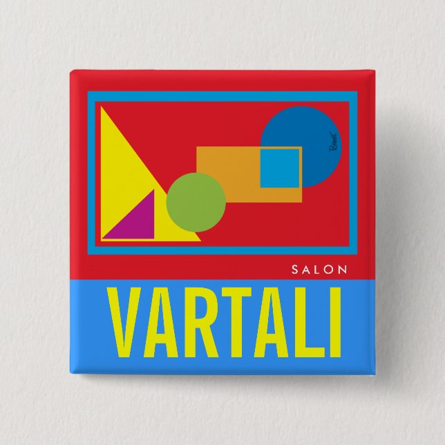 Geometriska Shapar som Vartali kvadrerar, knäppas Knapp (Framsida)