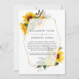 Geometriska solrosbröllop med reducerad gästlista meddelande