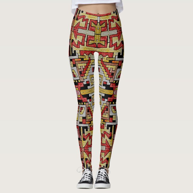 Geometriska stammar/etnisk Mönster Leggings (Framsida)
