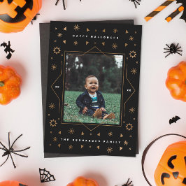 Geometriska stjärnor Roligt modern Halloween fotok Julkort