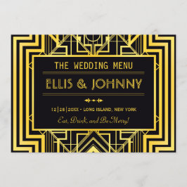 Geometriska svarta och Guld-menykort Meny