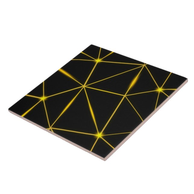 Geometriska svarta trianglar guld linjer kakelplatta (Sidan)