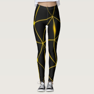Geometriska svarta trianglar guld linjer leggings