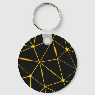 Geometriska svarta trianglar guld linjer nyckelring