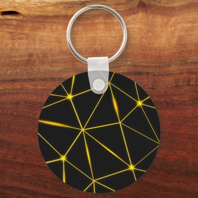 Geometriska svarta trianglar guld linjer nyckelring (Framsida)