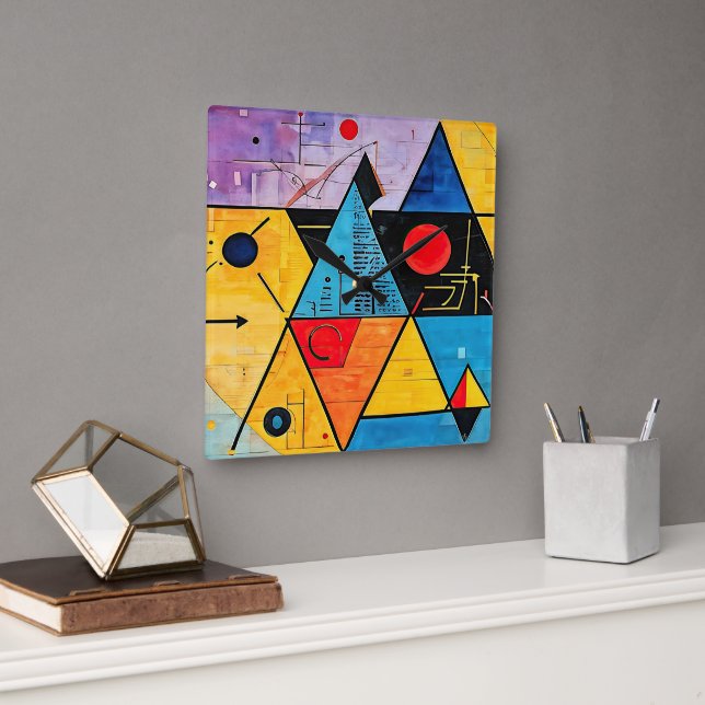 Geometriska symboler Abstrakt #02 Fyrkantig Klocka (Kontor)