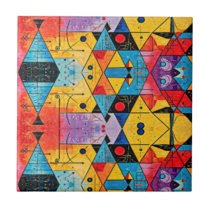 Geometriska symboler Abstrakt #02 Kakelplatta
