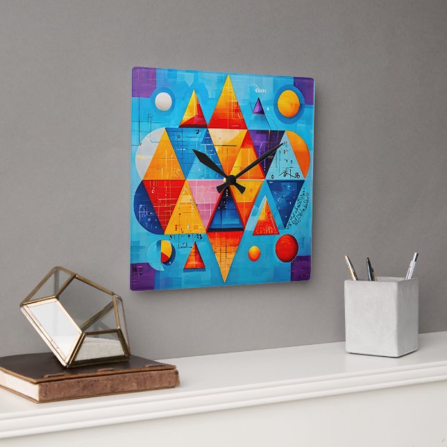 Geometriska symboler Abstrakt #09 Fyrkantig Klocka (Kontor)