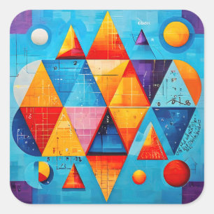 Geometriska symboler Abstrakt #09 Fyrkantigt Klistermärke