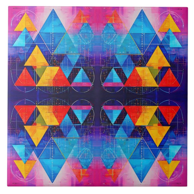 Geometriska symboler Abstrakt #10 Design 2 Kakelplatta (Framsidan)