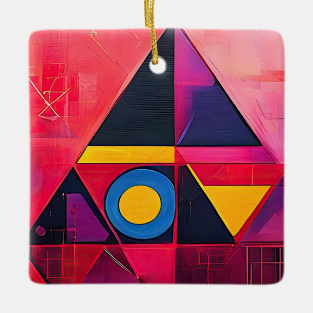 Geometriska symboler, Abstrakt nr 04. Julgransprydnad Keramik (Framsida)